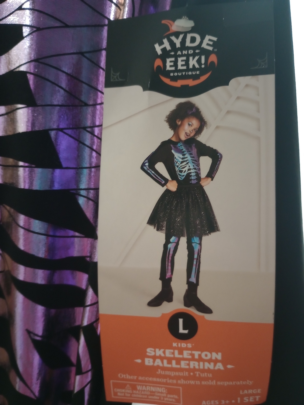 Girls Purple Skeleton Ballerina Costume